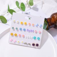 Tide Rainbow Small Daisy Simple Color Flower Bow 20 Pairs Of Earrings Set main image 5