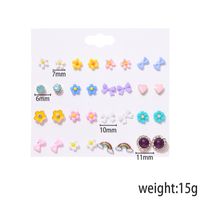 Tide Rainbow Small Daisy Simple Color Flower Bow 20 Pairs Of Earrings Set main image 6