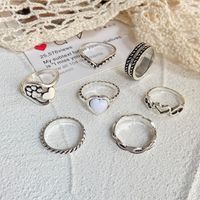 New Creative Women's Tail Ring Geometric Peach Heart Ring 7-piece Set main image 5