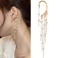New Pearl Tassel Geometric Women's Gold Retro Ear Clip Earrings main image 1