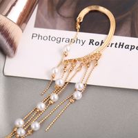 New Pearl Tassel Geometric Women's Gold Retro Ear Clip Earrings main image 4