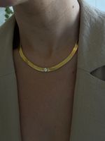 Collar Retro De Acero De Titanio Con Cadena De Hoja Gruesa Y Esmeralda Tachonada De Diamantes main image 4