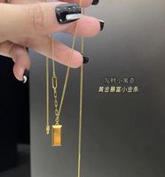 Fashion Small Gold Bar Square Titanium Steel Necklace main image 3