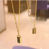 Fashion Small Gold Bar Square Titanium Steel Necklace main image 6
