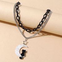 Fashionable Moon Cat Wild Moon Star Layer Necklace main image 2