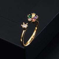 Fashion Copper Gold-plated Micro-inlaid Zircon Geometric Ring Female Wholesale main image 4