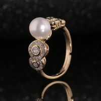 Simple Luxury Women's Hand Jewelry Pearl Copper Open Ring Wholesale main image 2