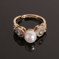 Simple Luxury Women's Hand Jewelry Pearl Copper Open Ring Wholesale main image 3