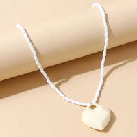 Lovely Simple All-match Resin Peach Heart All-match Rice Bead Necklace sku image 1