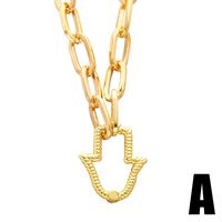 New Hip-hop Metal Wind Lightning Heart Buckle Copper Plated Clavicle Chain main image 3