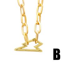 New Hip-hop Metal Wind Lightning Heart Buckle Copper Plated Clavicle Chain main image 4