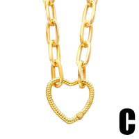 New Hip-hop Metal Wind Lightning Heart Buckle Copper Plated Clavicle Chain main image 5