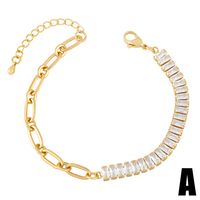 New Niche Light Luxury Stitching Square Zircon Copper 18k Gold Bracelet Female main image 3