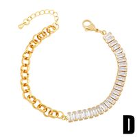 New Niche Light Luxury Stitching Square Zircon Copper 18k Gold Bracelet Female main image 4