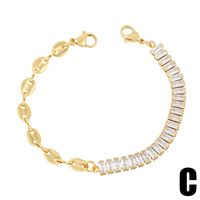 New Niche Light Luxury Stitching Square Zircon Copper 18k Gold Bracelet Female main image 5