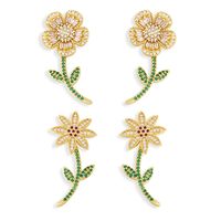 Boucles D&#39;oreilles En Cuivre À Petites Marguerites Européennes Et Américaines main image 1