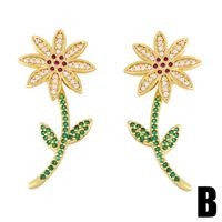 European And American Flower Small Daisy Copper Earrings main image 3