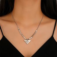 Hip-hop Stainless Steel Square Pendant Necklace Letter Clavicle Chain main image 1