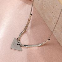Hip-hop Stainless Steel Square Pendant Necklace Letter Clavicle Chain main image 3