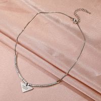 Hip-hop Stainless Steel Square Pendant Necklace Letter Clavicle Chain main image 4