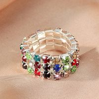 Color Zircon Women's Rhinestone Elastic Couple Alloy Ring sku image 1