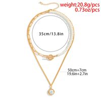 Baroque Stitching Braided Pearl Ot Buckle Round Bead Double Layer Necklace main image 6