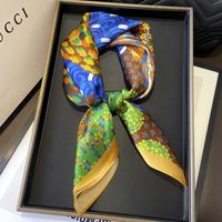 68*68cm Green Animal Forest Printed Small Square Scarf Spring And Autumn Scarf main image 3