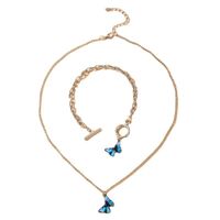 Fashion Jewelry Blue Butterfly Bracelet Necklace Set Animal Geometric Jewelry Set main image 6