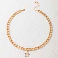Fashion Diamond Five-pointed Star Single-layer Necklace main image 3
