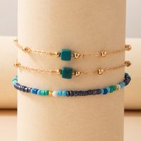 Color Beaded Three Layer Anklet Geometric Chain Anklet main image 3