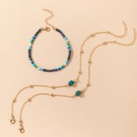Color Beaded Three Layer Anklet Geometric Chain Anklet main image 5