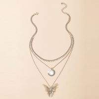 Fashion Jewelry Butterfly Hollow Geometric Disc Multi-layer Necklace main image 5