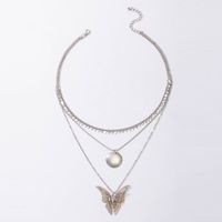 Fashion Jewelry Butterfly Hollow Geometric Disc Multi-layer Necklace main image 6