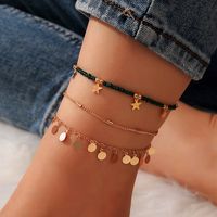 Fashion Star Beaded Three-layer Anklet Geometric Metal Disc Anklet main image 3