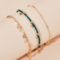 Fashion Star Beaded Three-layer Anklet Geometric Metal Disc Anklet main image 4