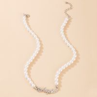 Fashion Letter Wings Pearl Geometric Irregular Beaded Single Layer Necklace main image 3