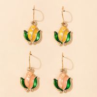 Fashion Earrings Flower Color Dripping Oil Ear Hook Set Geometric Irregular Two-piece Earrings main image 1