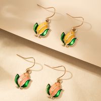 Fashion Earrings Flower Color Dripping Oil Ear Hook Set Geometric Irregular Two-piece Earrings main image 3