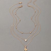 Simple Jewelry Butterfly Heart Three Layer Geometric Irregular Multilayer Necklace main image 4