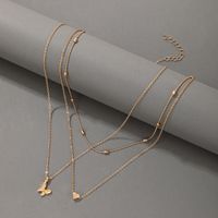 Simple Jewelry Butterfly Heart Three Layer Geometric Irregular Multilayer Necklace main image 5