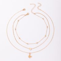 Simple Jewelry Butterfly Heart Three Layer Geometric Irregular Multilayer Necklace main image 6