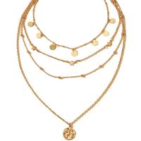 Fashion Round Hollow Pendant Multilayer Star Disc Four Layer Necklace main image 6