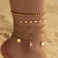 Fashion Heart Diamond Disc Multi-layer Anklet Geometric Bead Anklet main image 1