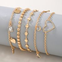 Fashion Heart Diamond Disc Multi-layer Anklet Geometric Bead Anklet main image 3