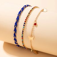 Fashion Colorful Diamond-studded Butterfly Multi-layer Anklet main image 3