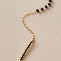 Mode Schwarze Perlenkette Geometrische Tropföl Einlagige Schlüsselbeinkette main image 5