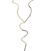 Chaîne De Perles Noires À La Mode Chaîne De Clavicule À Une Seule Couche D&#39;huile D&#39;égouttement Géométrique main image 6
