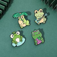 New Enamel Lotus Leaf Frog Brooch Creative Cartoon Badge Wholesale main image 1