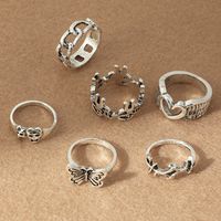 European And American Geometric Jewelry Retro Alloy Old Hollow Ring Six-piece Set main image 3