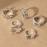 European And American Geometric Jewelry Retro Alloy Old Hollow Ring Six-piece Set main image 4